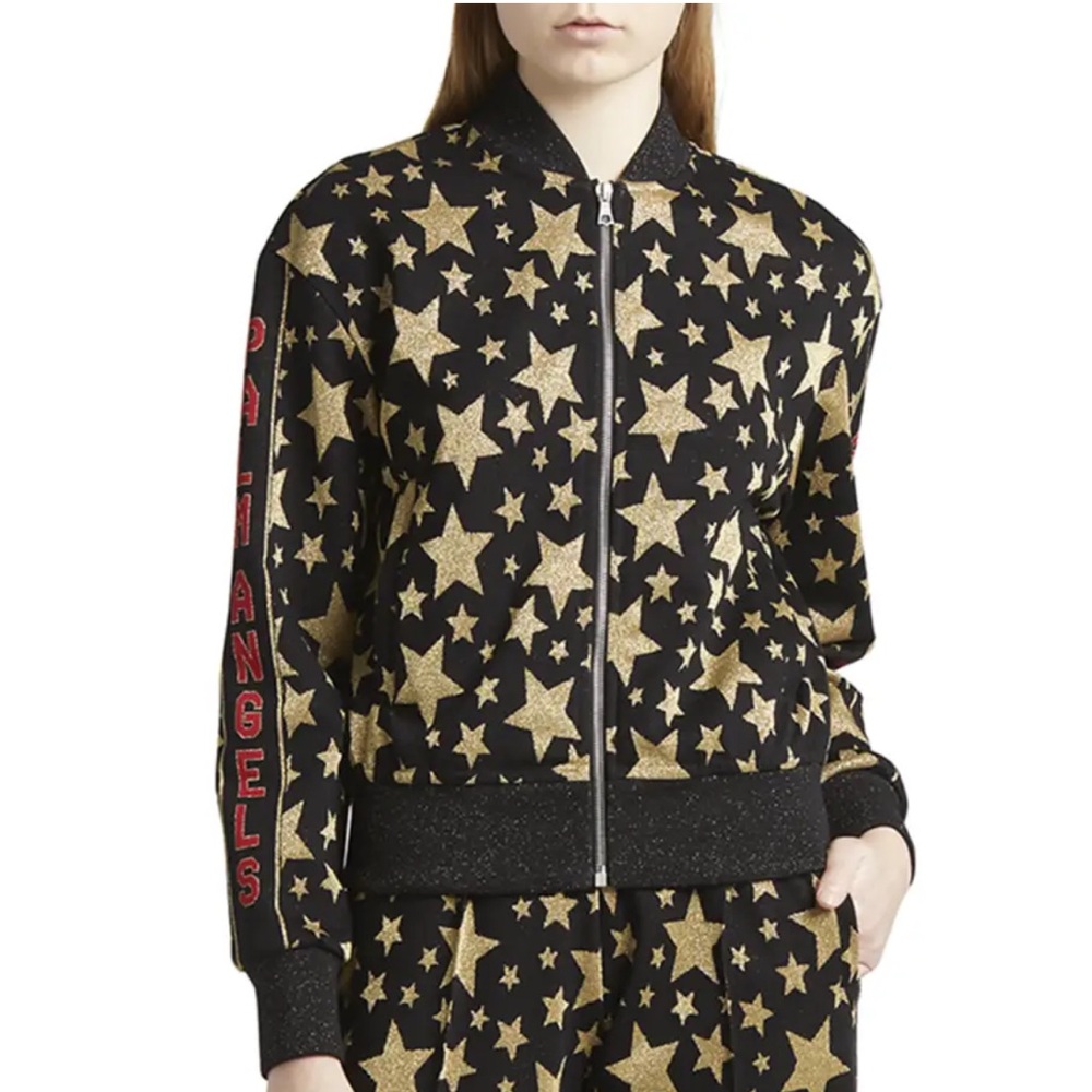 Palm Angels Glittered jacquard track jacket Star Print Zip Size Small S *